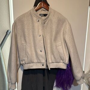 Zara beige/grey bomber jacket